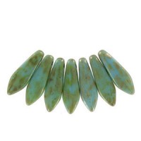 Czech Glass Daggers kralen 5x16mm Turquoise picasso 63030-43400